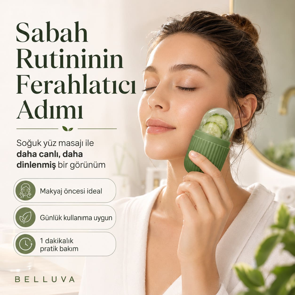 Yüz Masaj Küresi - Belluva Ice Roller Soğuk Terapi