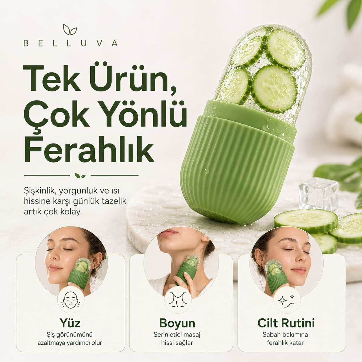 Yüz Masaj Küresi - Belluva Ice Roller Soğuk Terapi